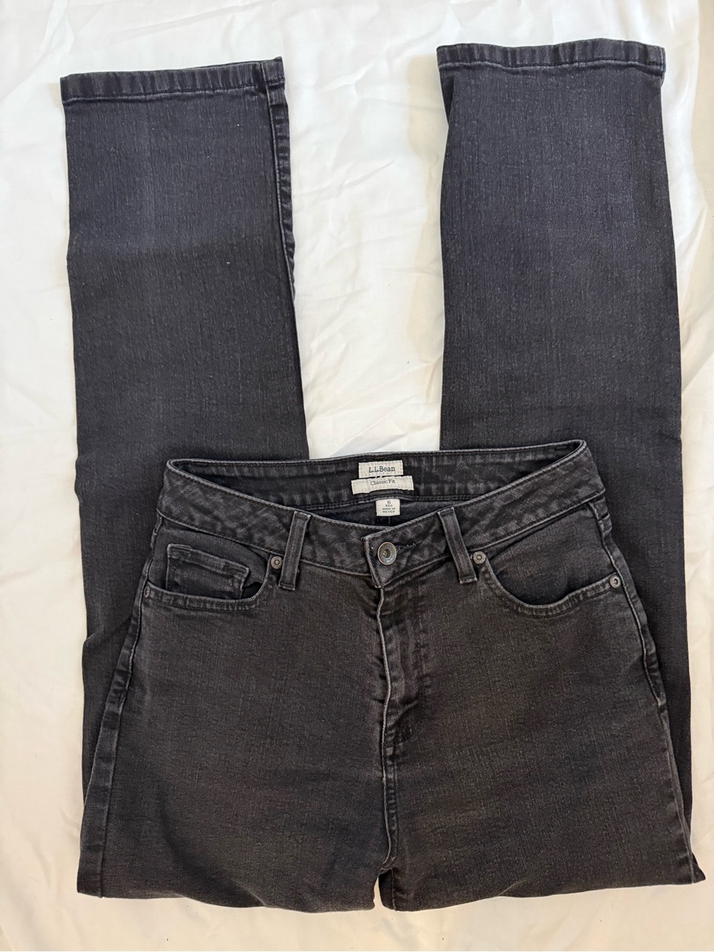 L.L. Bean Straight-Leg Jeans - Black Wash 90% cotton